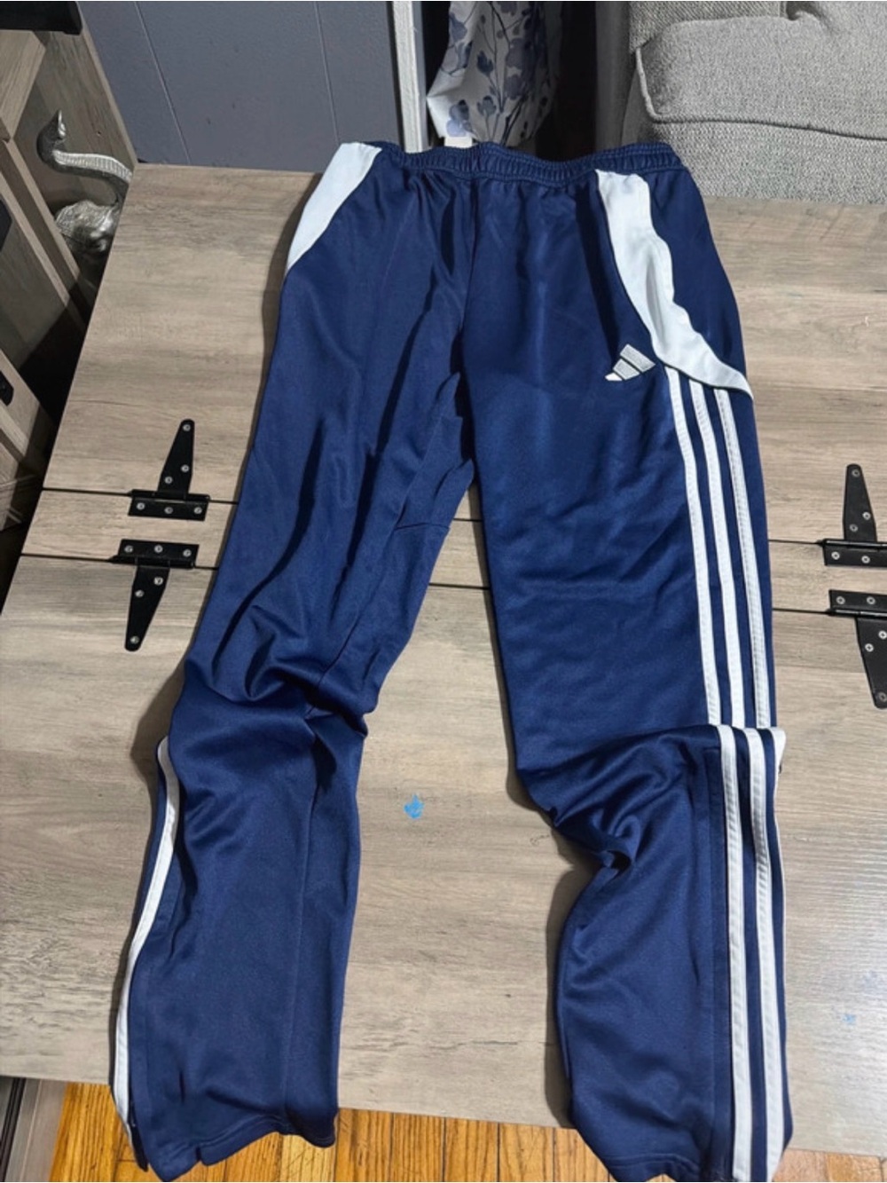 adidas Navy Blue Kids Joggers with White Stripe Detail size large
